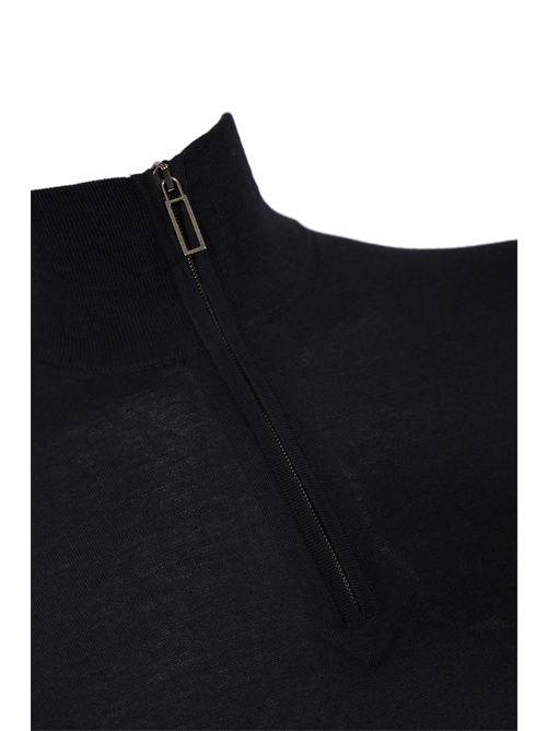Maglia lupetto in lana merino con zip Blu Paolo Pecora | A006 F0016462